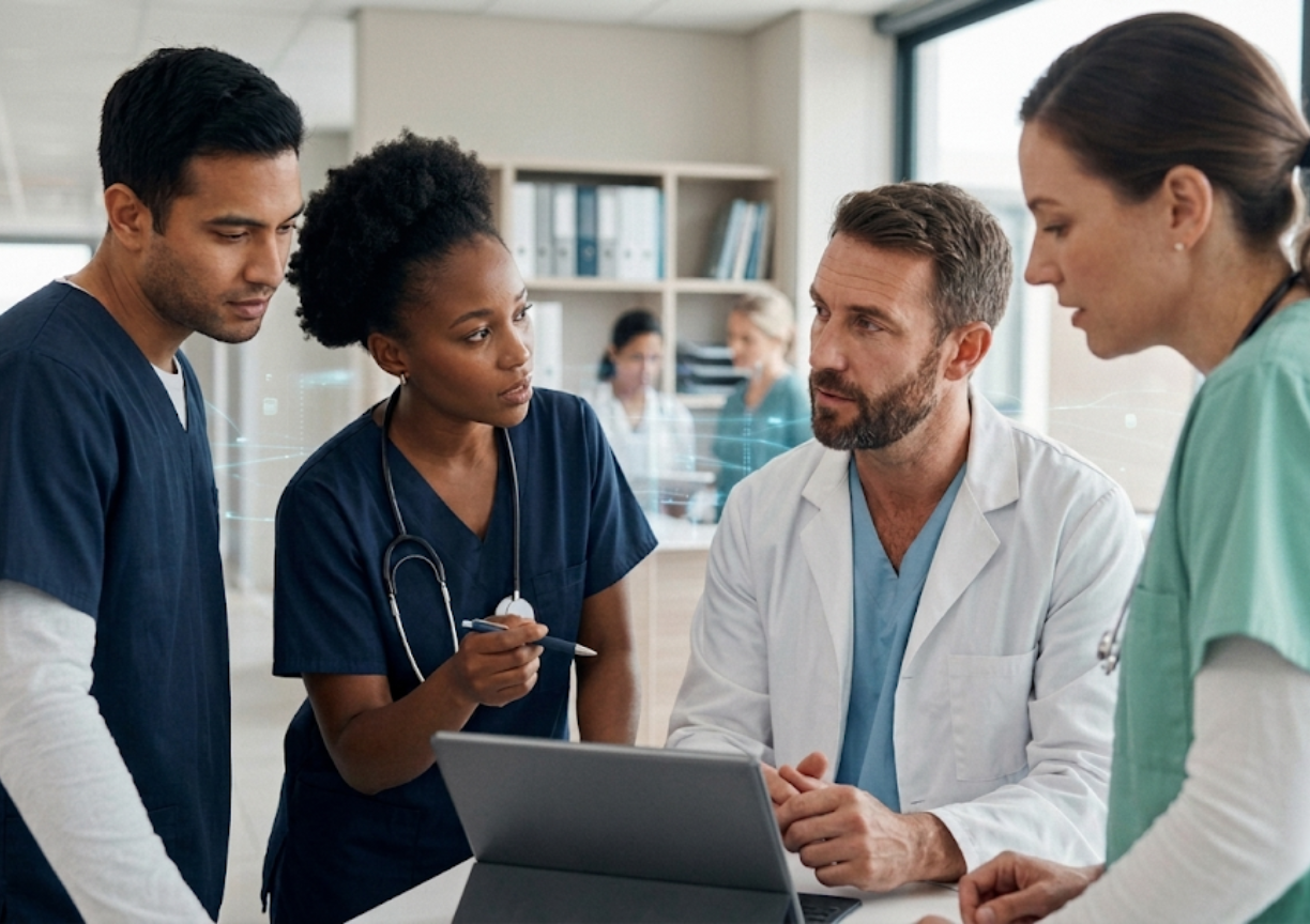 Vista del uso del sistema SFS Healthtrack en una tablet